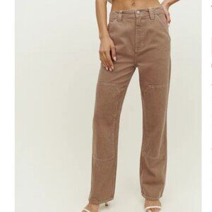 Reformation Harrison Carpenter High Rise Straight Pants Clay - Size 28